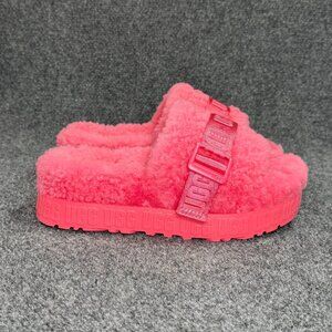 UGG Fluffita Slide Slippers Sandals Women's Sz 7 Pink Platform Slip On Flip Flop